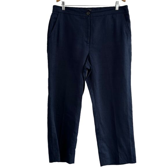 Talbots Dress Pant Women 12 Navy Blue High Rise Straight Leg Minimalist Career - Picture 1 of 6